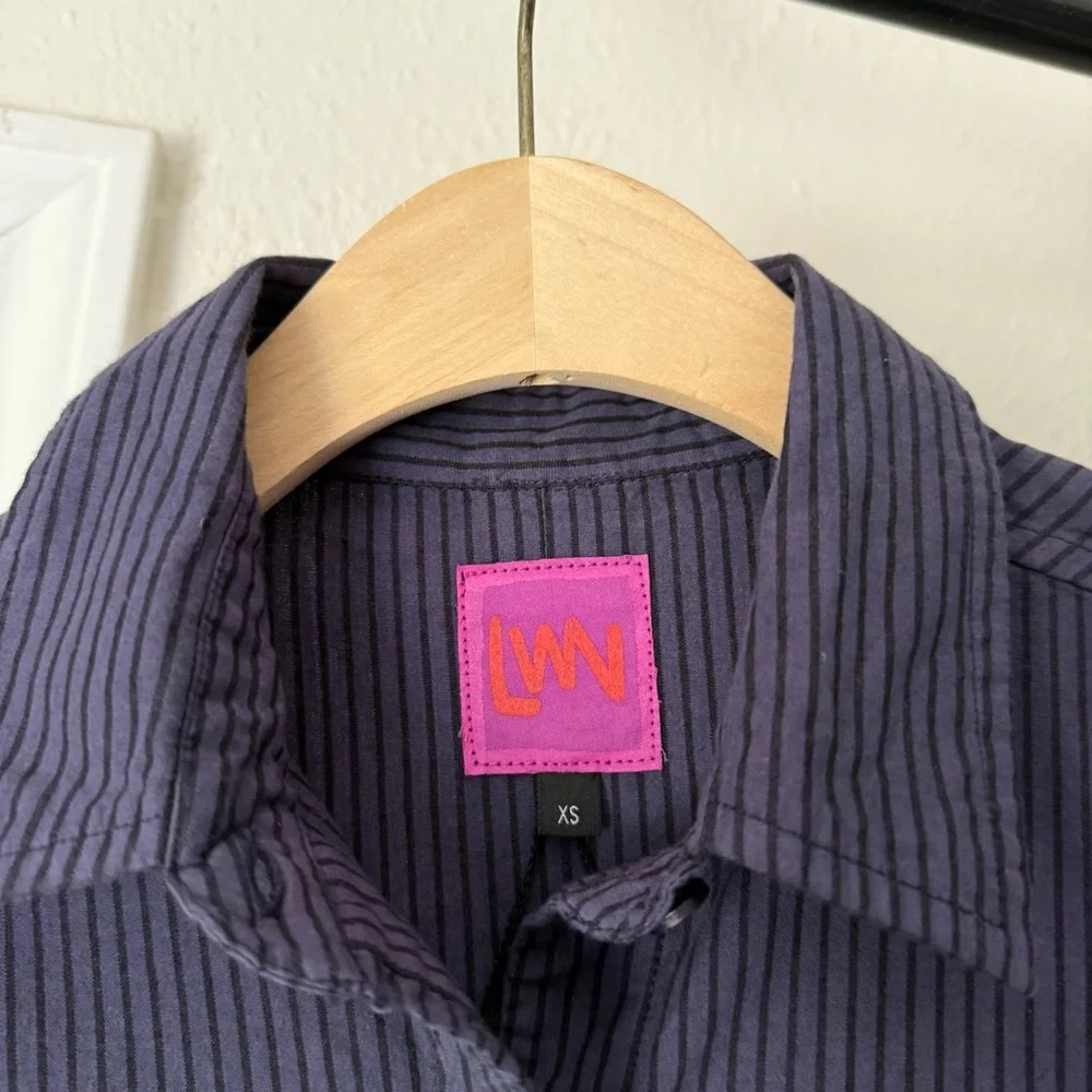 LWN navy indigo striped long sleeve‎ button up shirt